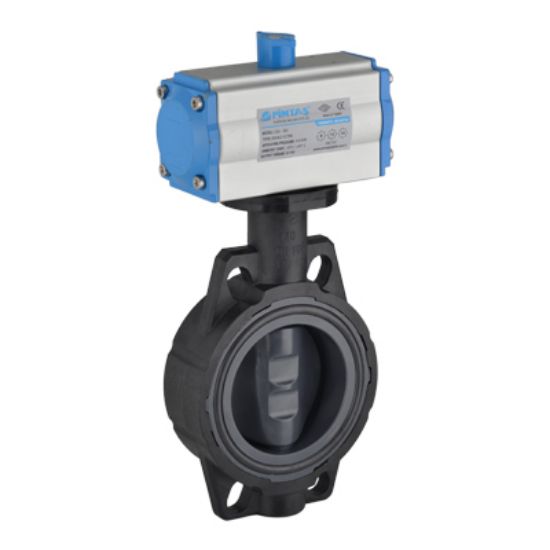 Picture of U-PVC PNEUMATIC ACTUATOR BUTTERFLY VALVES SINGLE EFFECT WITHOUT FLANGE FOR WATER