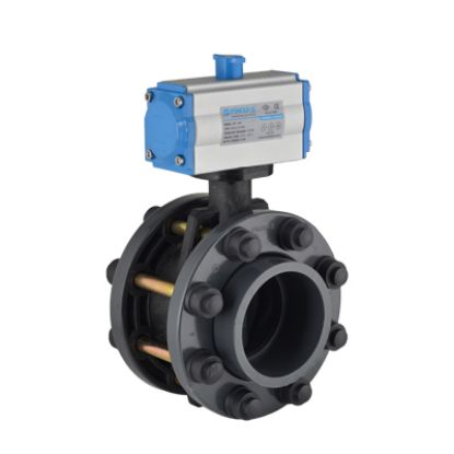 Picture of U-PVC PNEUMATIC ACTUATOR BUTTERFLY VALVES SINGLE EFFECT WITH FLANGE ADAPTOR FOR WATER