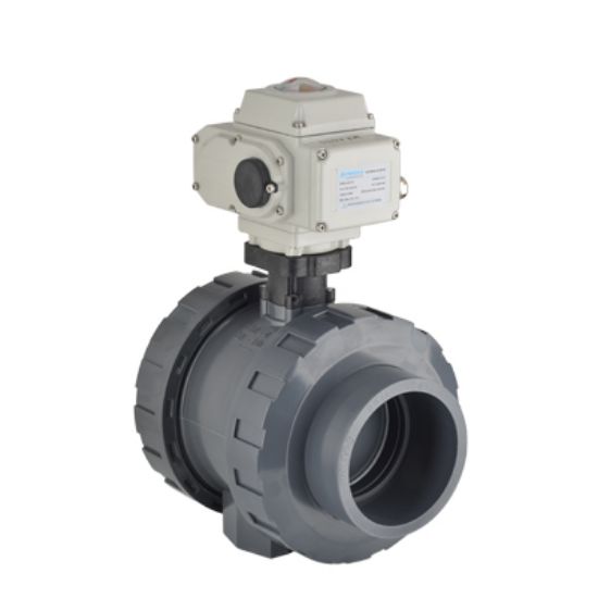 Picture of U-PVC ELECTRIK ACTUATOR SOLVENT CEMENT TRUE UNION BALL VALVE 24 V DC/ 24 V AC