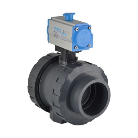 Picture of U-PVC PNEUMATIC ACTUATOR TRUE UNION BALL VALVE SINGLE EFFECT FOR ACID