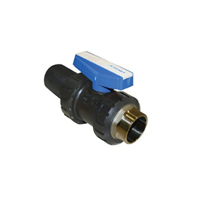 Picture of U-PVC TRUE UNION BALL VALVE ONE SIDE BRASS MALE THREADED ONE SIDE HDPE SPIGOT OUTLET