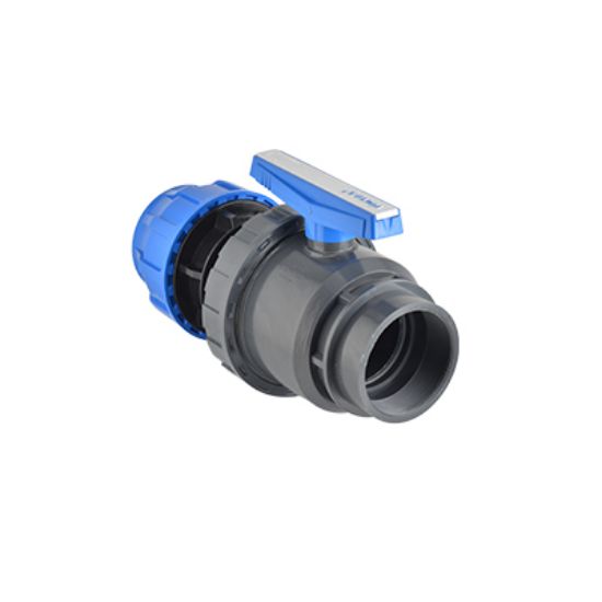 Picture of U-PVC ONE SIDE FEMALE THREADED ONE SIDE COMPRESSION OUTLET SINGLE UBNION BALL VALVE