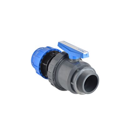 Picture of U-PVC ONE SIDE MALE THREADED ONE SIDE COMPRESSION OUTLET SINGLE UNION BALL VALVE