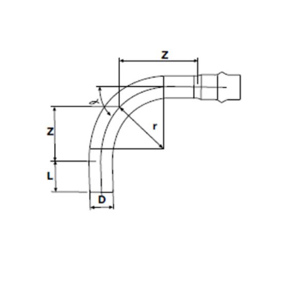 Picture of U-PVC LONG BEND WITH O-RING SOCKETED 90º ( PN 10 )