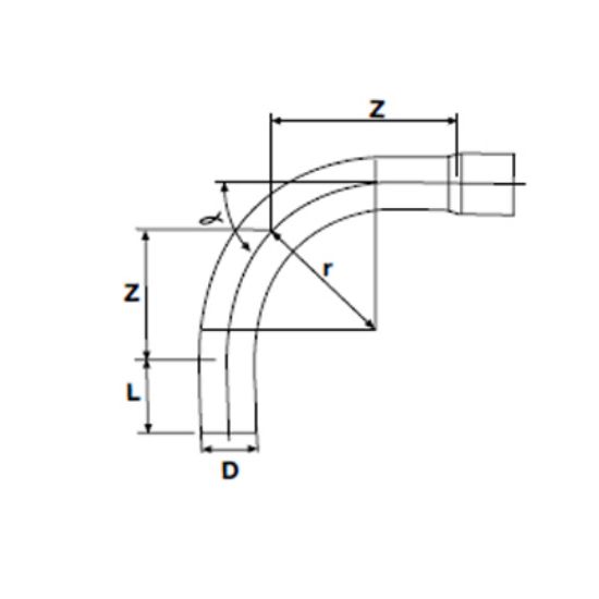 Picture of U-PVC SOLVENT CEMENT SOCKETED LONG BEND  90º ( PN 10 )