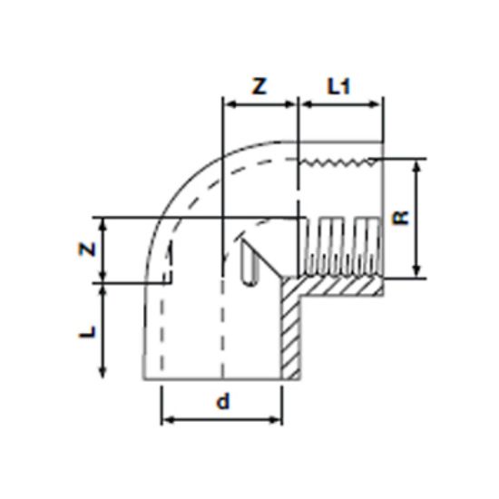 Picture of UH-PVC 90º ONE SIDE FEMALE THREADED ELBOW