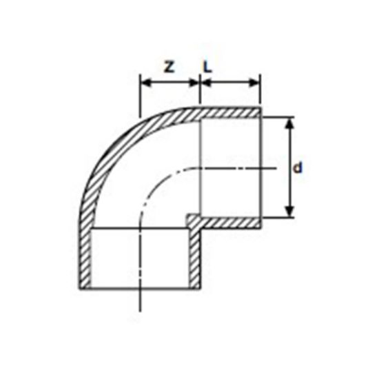 Picture of UH-PVC 90º SOLVENT CEMENT ELBOW