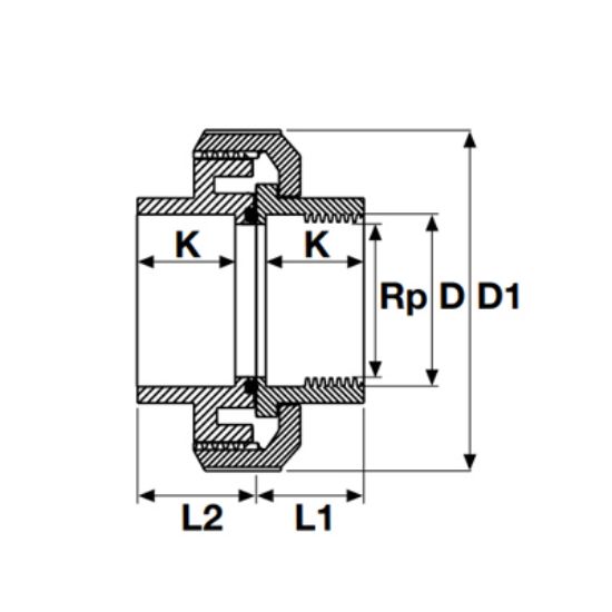 Picture of UH-PVC ONE SIDE FEMALE THREADED UNION FOR ACID