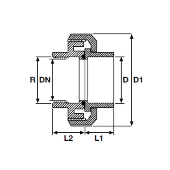 Picture of UH-PVC OUTLET BRASS UNION FEMALE THREADED