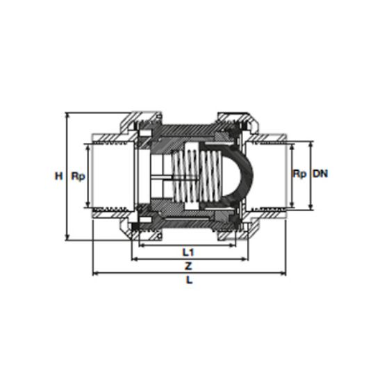 Picture of U-PVC  BOTH SIDE FEMALE THREADED SPRING CHECKVALVE