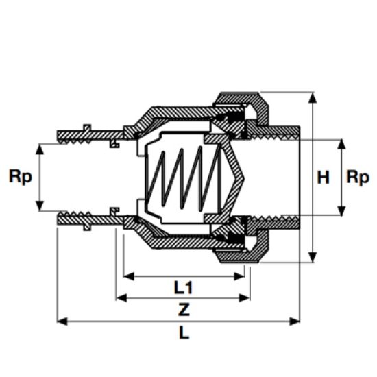 Picture of U-PVC BOTH SIDES FEMALE THREADED SINGLE UNION SPRING CHECKVALVE