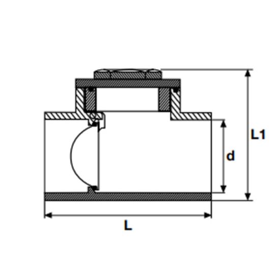 Picture of U-PVC ONE SIDE FEMALE THREADED T CHECKVALVE FOR WATER