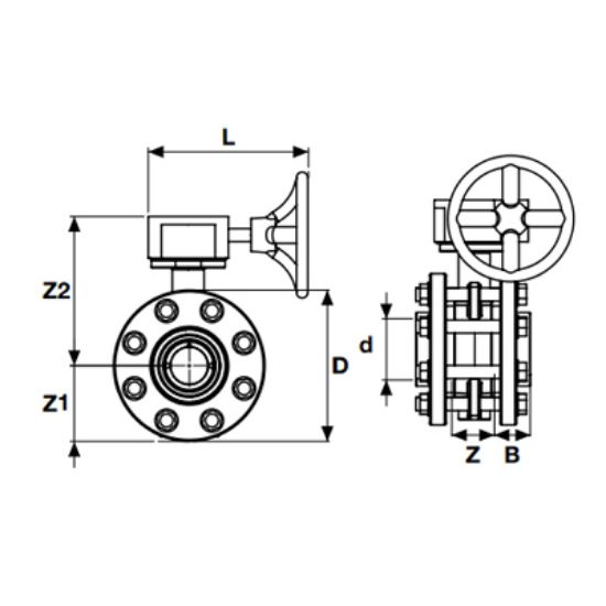 Picture of U-PVC REDUCTION GEAR BUTTERFLY VALVE WITH HANDWHEEL AND FLANGE FOR WATER (304.S.S.SCREW,NUT,WASHER)