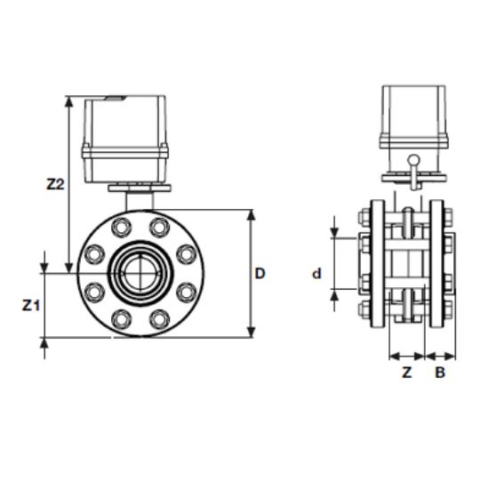 Picture of U-PVC BUTTERFLY VALVE ELECTRIC ACTUATOR 100-260 V AC WITH FLANGE ADAPTOR FOR  ACID ( 304 S.S.SREW,NUT,WASHER )