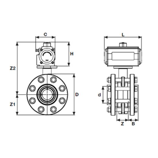 Picture of U-PVC PNEUMATIC ACTUATOR BUTTERFLY VALVES SINGLE EFFECT WITH FLANGE ADAPTOR FOR WATER