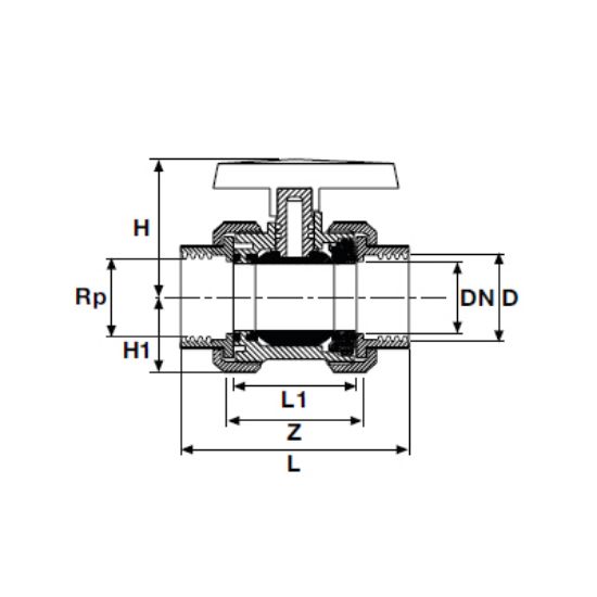 Picture of U-PVC BOTH SIDES THREADED TRUE UNION BALL VALVE FOR WATER