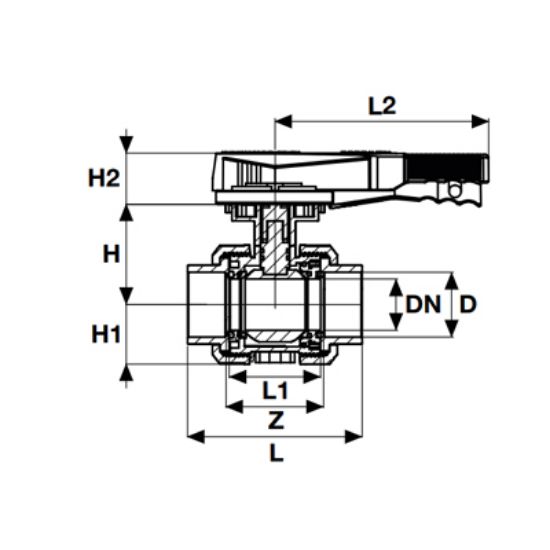 Picture of U-PVC SOLVENT CEMENT TRUE UNION BALL VALVE POSITION REGULATED FOR WATER