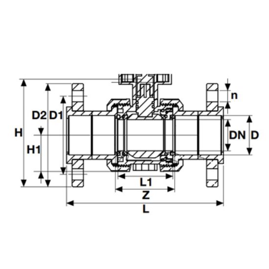 Picture of U-PVC ACTUATOR MOUNTABLE TRUE UNION BALL VALVES (BOTH SIDES FLANGED)