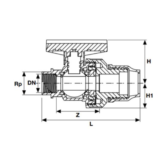 Picture of U-PVC ONE SIDE FEMALE THREADED ONE SIDE COMPRESSION OUTLET SINGLE UBNION BALL VALVE