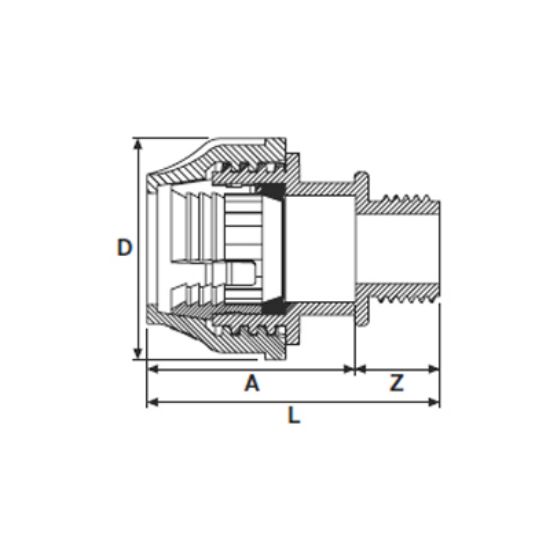 Picture of MALE ADAPTOR BLUE LINE PN 16