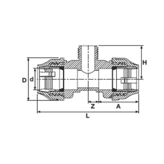 Picture of MALE TEE BLUE LINE PN 16