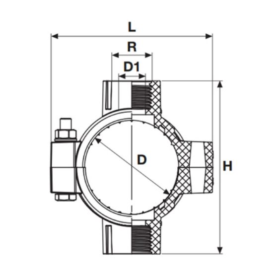 Picture of PP BOTH SIDES SOCKETED CLAMP SADDLE WITH REINFORCING RING